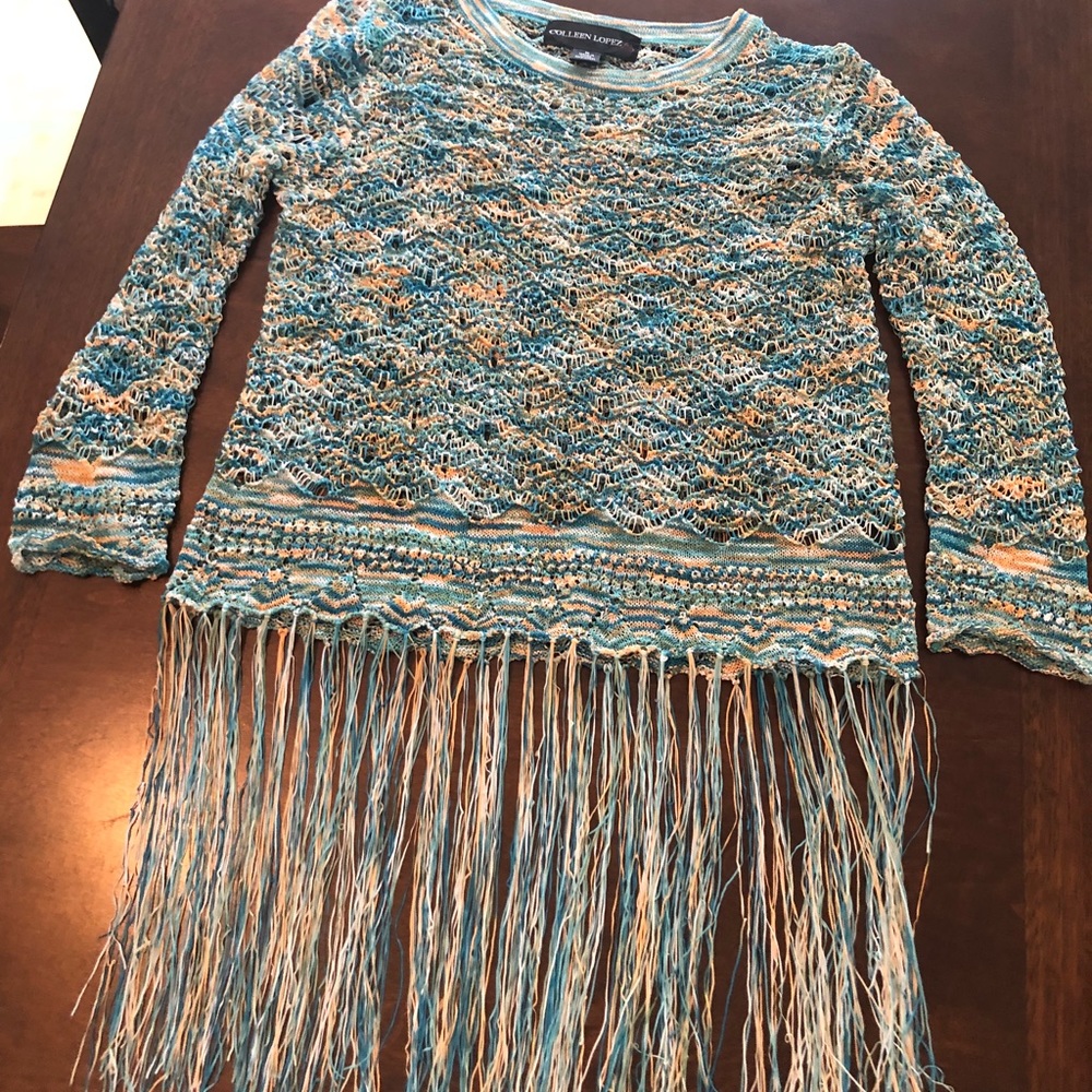 Turquoise fringe shirt
